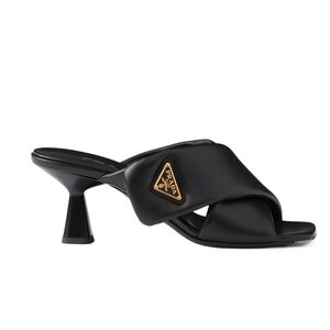 $1,190 Prada Padded Nappa Leather Criss Cross Black Sandals EU 39.5 US 9.5 BNIB